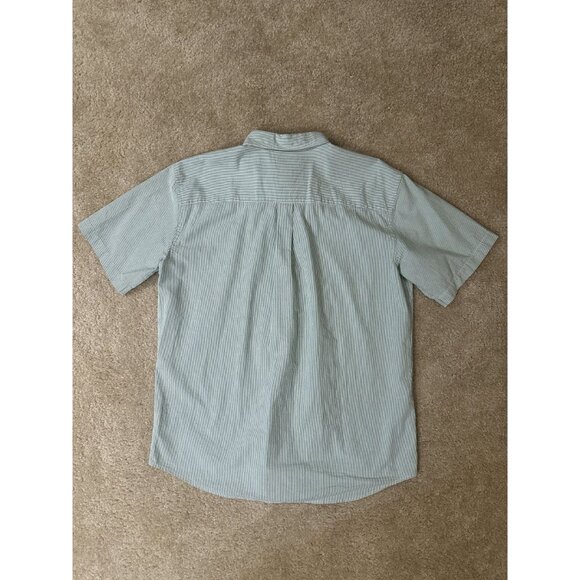 LL Bean Traditional Fit Mens Large Reg Cotton Short Sleeve Button Up Shirt Green - Picture 5 of 5